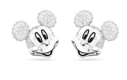 Swarovski Disney 100 - Mickey Mouse stud earrings, White, Rhodium plated - 5668781