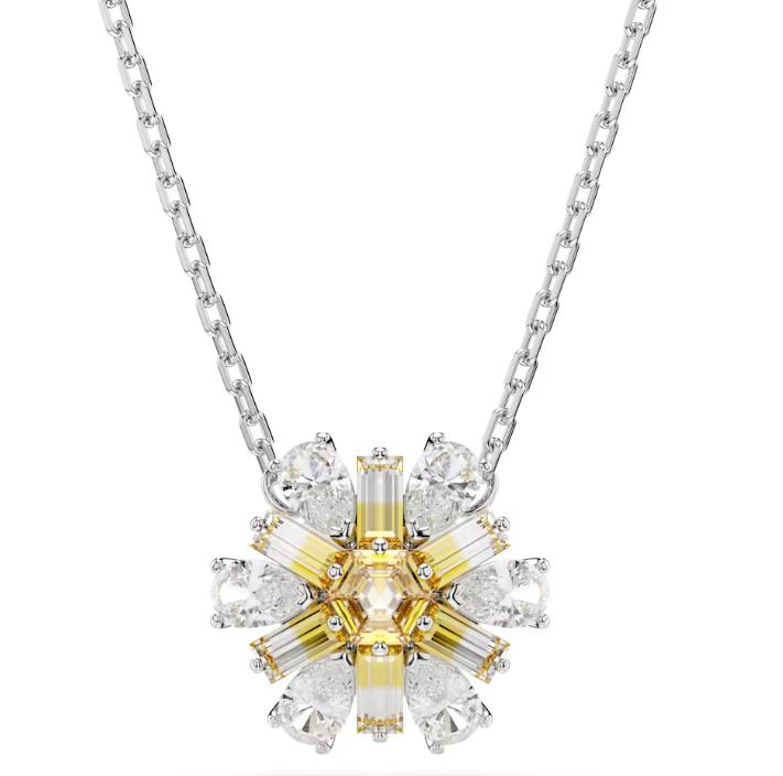 Swarovski - Idyllia pendant, Flower, Yellow, Rhodium plated - 5679939