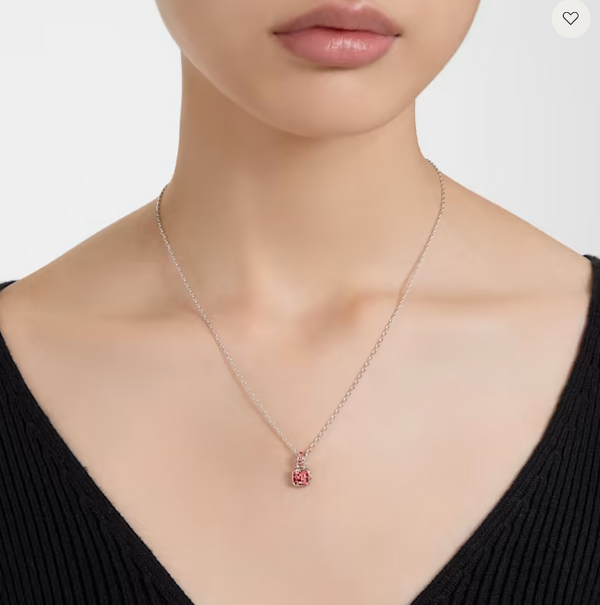 Swarovski Birthstone pendant Square cut July Red Rhodium plated Dana Dow Jewellers