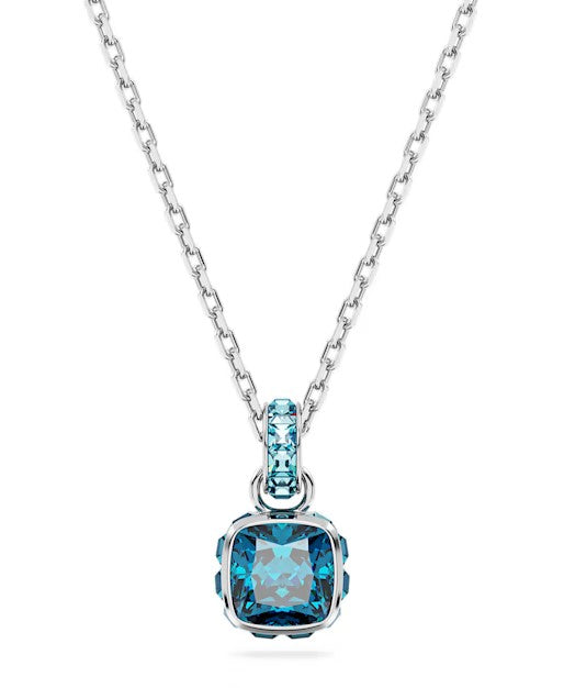 Swarovski Birthstone pendant, Square cut, December, Blue, Rhodium plated - 5651707