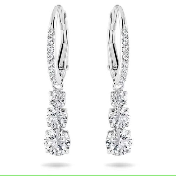 Swarovski Attract Trilogy hoop earrings, Round cut, White, Rhodium plated - 5416155/5689706 (SS)