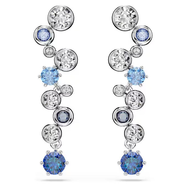Swarovski Constella drop earrings Mixed cuts, Blue, Rhodium plated 5732775