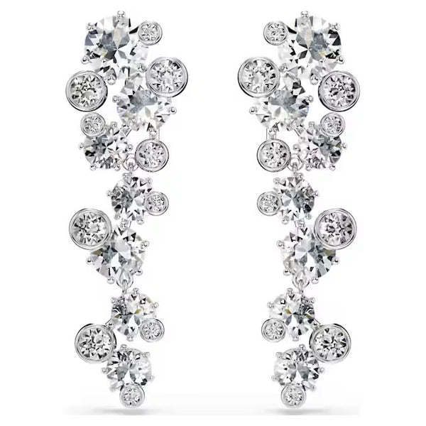Constella drop earrings Mixed cuts, White, Rhodium plated 5732252