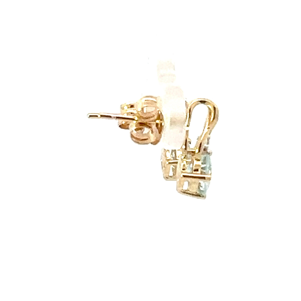 10K Yellow Gold Diamond and Aquamarine Earrings