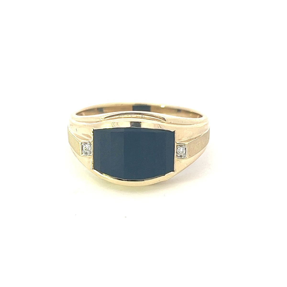 10K Yellow Gold Onyx and 0.014cttw Diamond Gents Ring, size 10