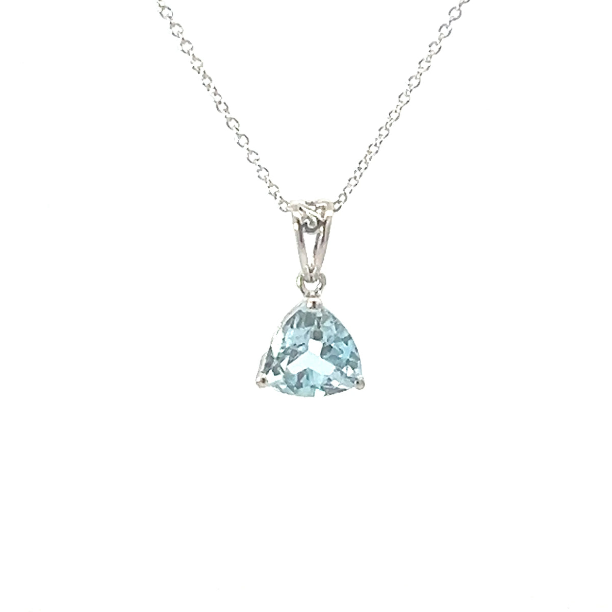 10K White Gold Blue Topaz Necklace - 18 Inches