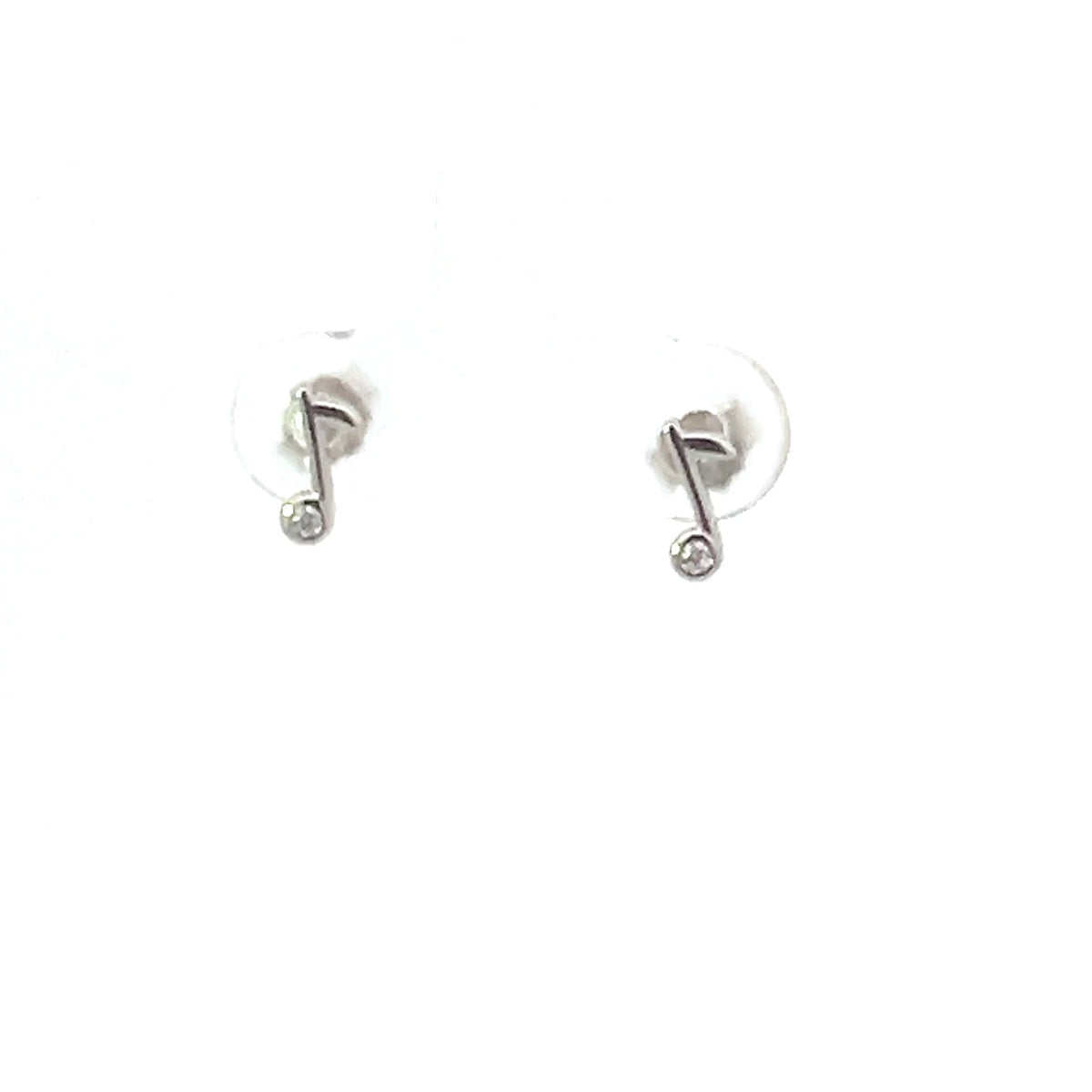 925 Sterling Silver Cubic Zirconia Musical Note Earrings