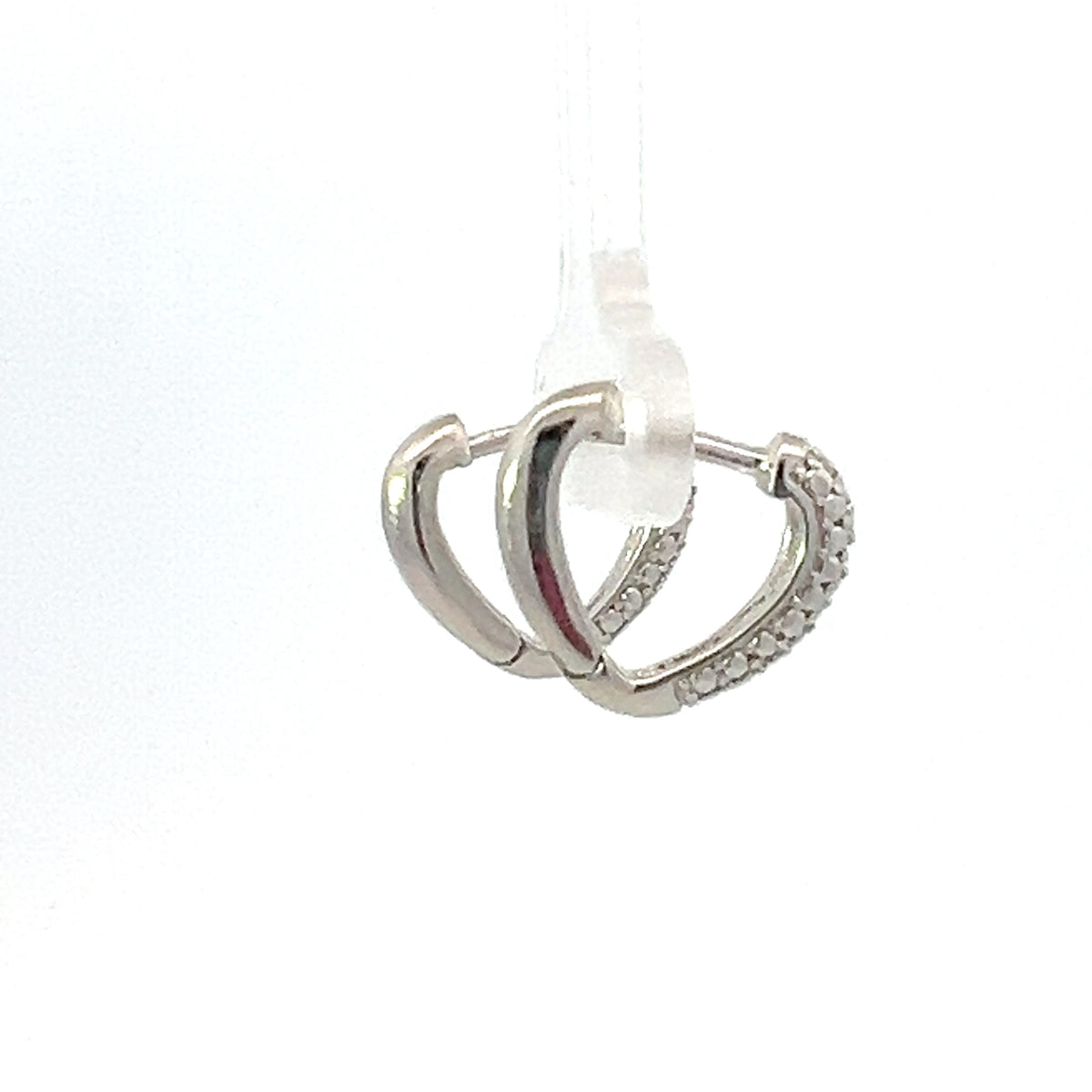 925 Silver Earrings Cubic Zirconia Heart Shaped Huggies