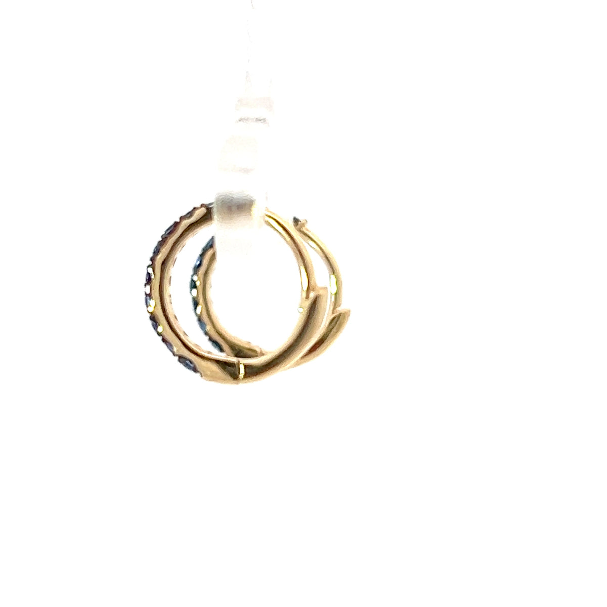 10K Yellow Gold 0.25cttw Sapphire Hoop / Huggie / Hinged Earrings