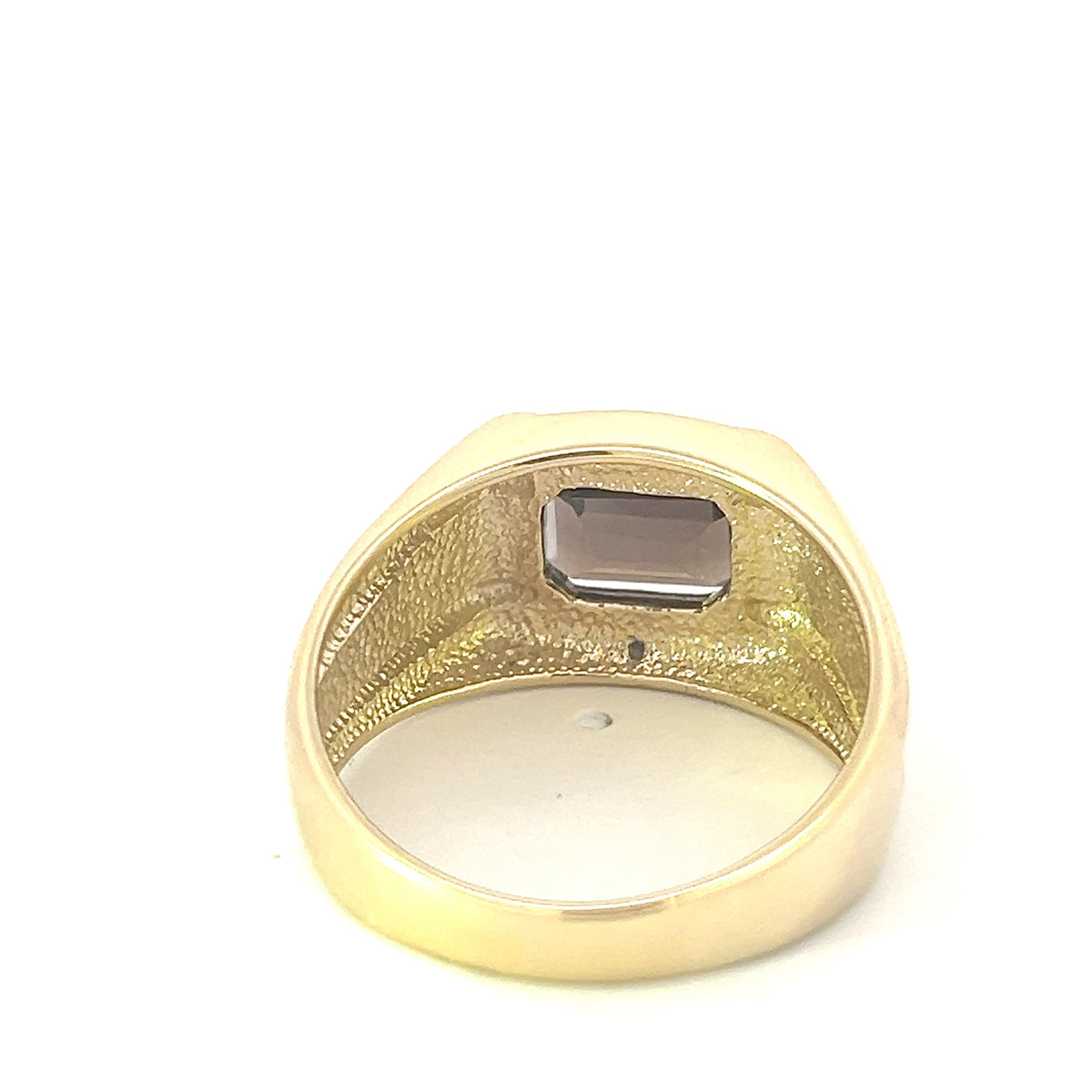 10K Yellow Gold Smokey Quartz and 0.016cttw Diamond Gents Ring, size 10
