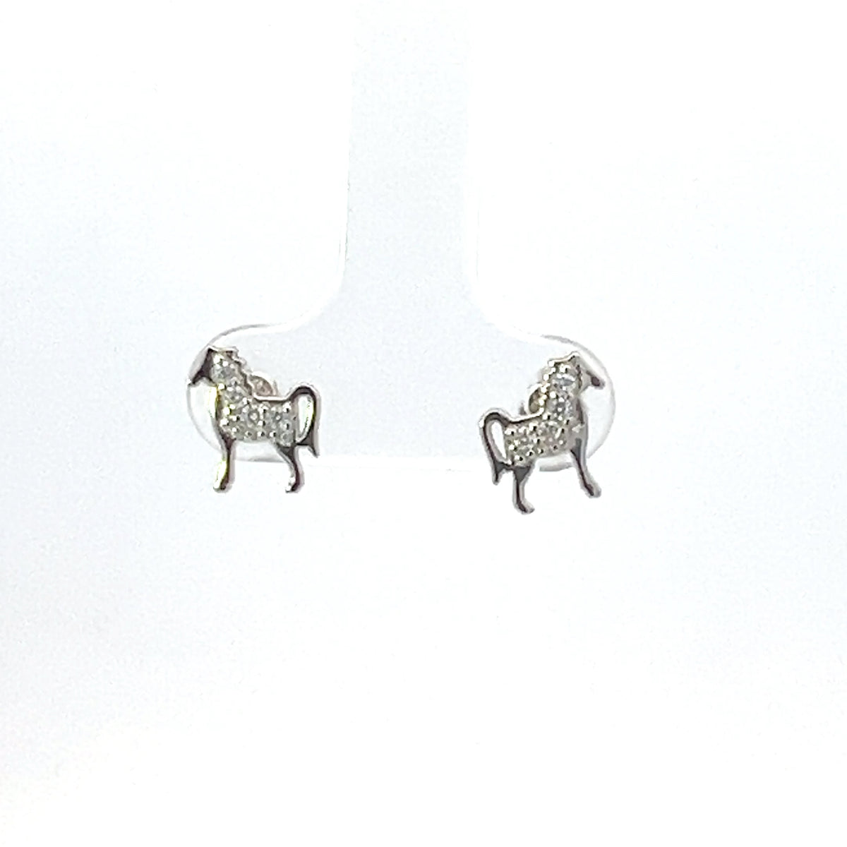 925 Sterling Silver Cubic Zirconia Horse Earrings