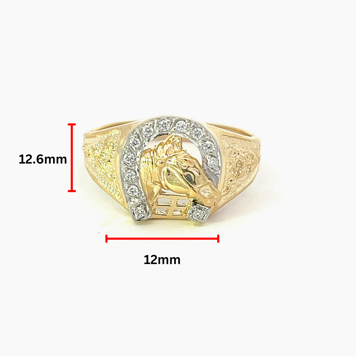 10K Yellow Gold 0.10cttw Diamond Horseshoe Gents Ring, size 10