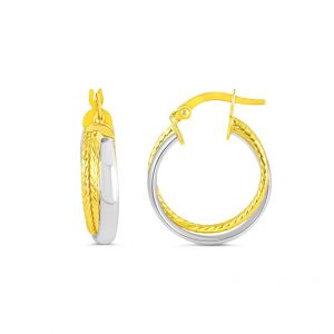 10K Two Tone Gold 24mm Earrings