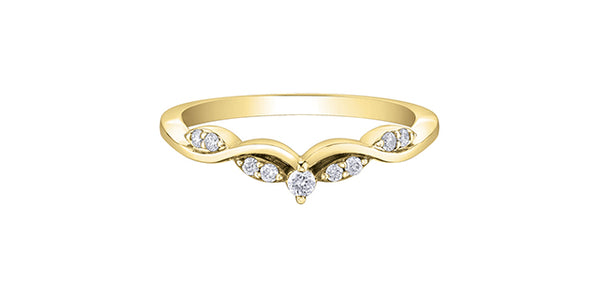 10K Yellow Gold 0.11cttw Round Brilliant Cut Diamond Ring, Size 6.5 - 4.5