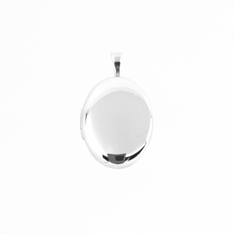 925 Sterling Silver Polished Front and Brushed Back Oval Locket - 20mm x 15mm