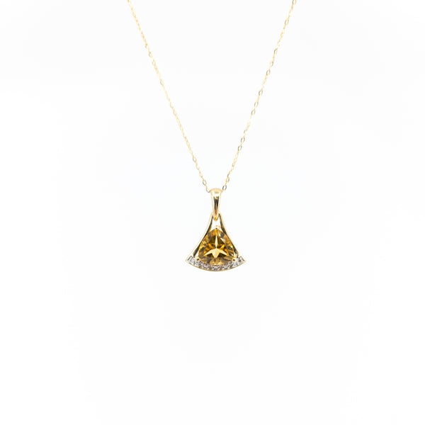 10K Yellow Gold Citrine and Diamond Pendant