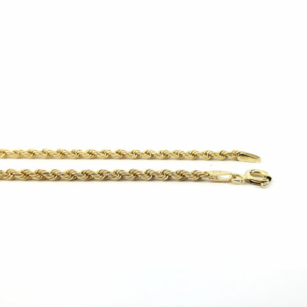 10K Yellow Gold 2.mm Hollow Rope Chain with Spring Clasp - 22