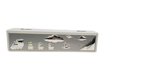 White and Silver Baptism Certificate Holder