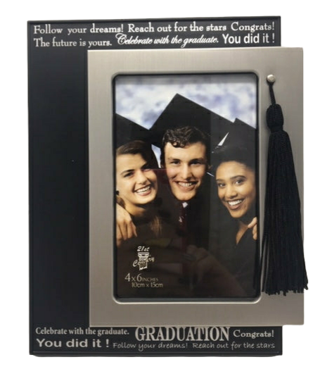 4 X 6 Black with Silver Frame with Hanging Tassle