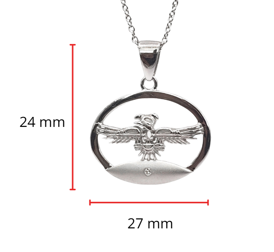 925 Sterling Silver 0.015cttw Canadian Diamond Thunderbird Pendant