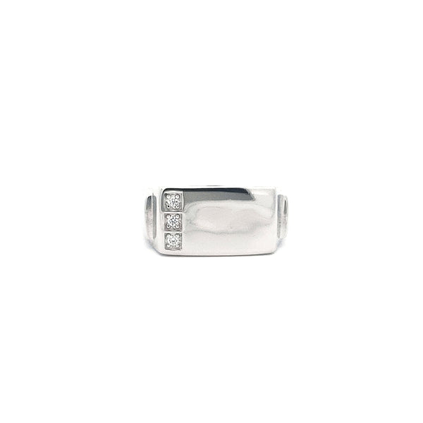 Silver 925 High Polish Cubic Zirconia Engravable Ring