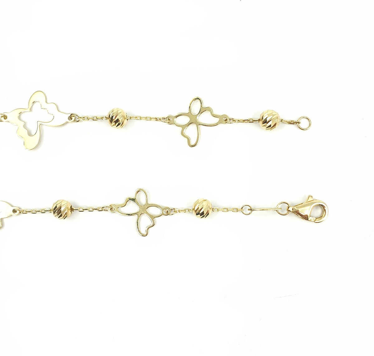 10K Yellow Gold Butterfly Links Bracelet - 7.25 Inches