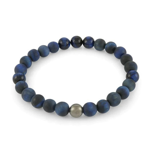 ITALGEM - Sencho Stainless Steel Blue Tiger's Eye Bead Bracelet