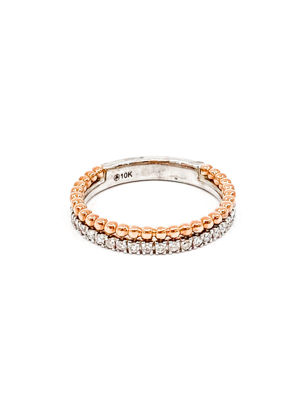 10K Rose & White Gold 0.30cttw Diamond Band, size 6.5
