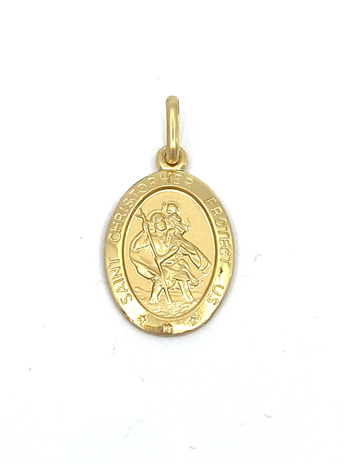 10K Yellow Gold Oval St. Christopher&#39;s 3D Charm -  15x9mm