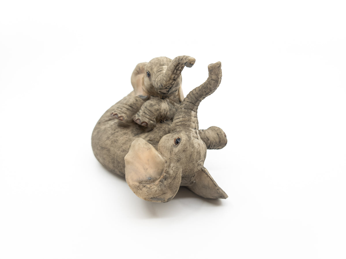 2 Playing Elephants Figurine