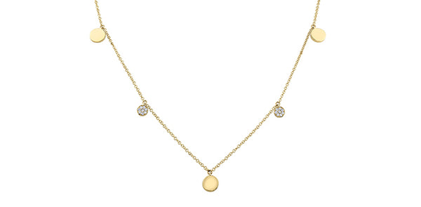 10K Yellow Gold 0.08cttw Diamond Necklace - 18"