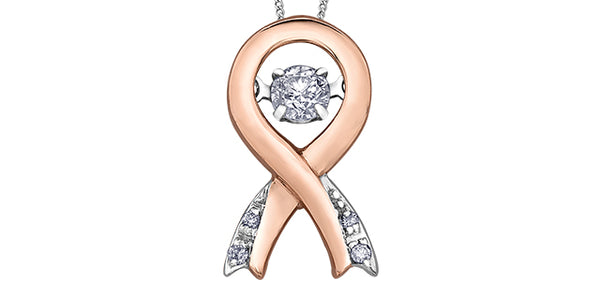 10K Rose Gold & White Gold 0.10cttw Diamond Pendant, 18"