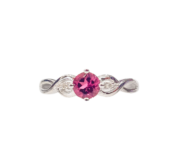 10K White Gold 0.45cttw Pink Tourmaline and 0.02cttw Diamond Ring, Size 7
