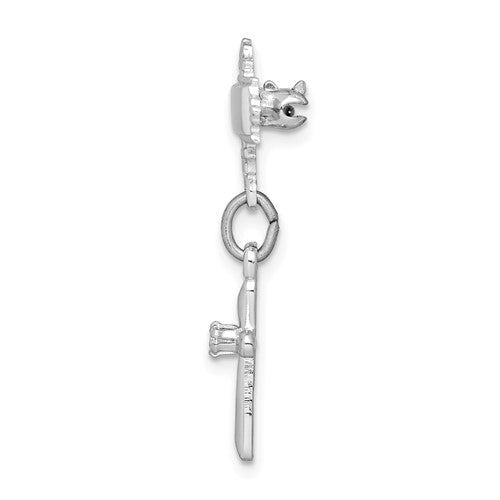 Sterling Silver Rhodium-plated Polished Cubic Zirconia Cross Dangle Pin Brooch