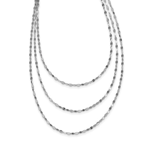 Sterling Silver Rhodium-plated Polished Multi-strand Necklace - 17.5&quot;