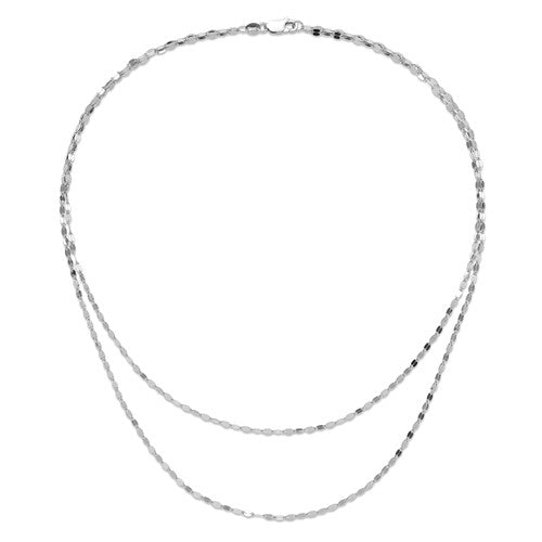 Sterling Silver Rhodium-plated Polished Double-strand Necklace