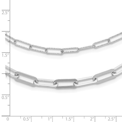 Sterling Silver Rhodium-plated Multi-layer Paperclip Chain with 2in ext Necklace - 20-22&quot;
