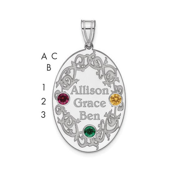 Sterling Silver Crystal Family Pendant (up to 4 names and birthstones)