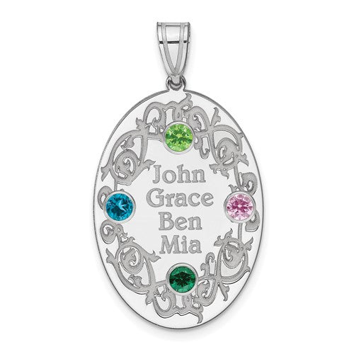 Sterling Silver Crystal Family Pendant (up to 4 names and birthstones)