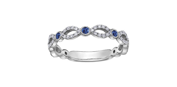 10K White Gold 0.28cttw Genuine Sapphire and 0.18cttw Diamond Ring, size 6.5