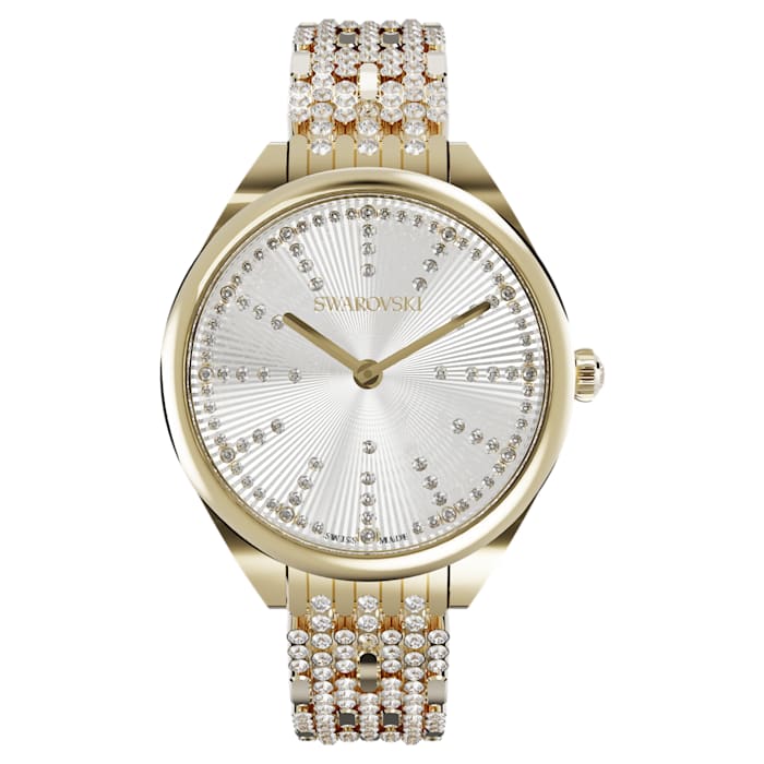 5610484 Swarovski Pave Attract watch Metal bracelet, White, Gold-tone - Core
