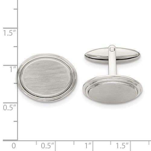 Stainless Steel Brushed and Polished Oval Cufflinks
