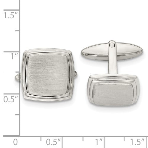Stainless Steel Brushed and Polished Square Cufflinks