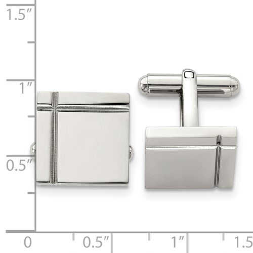 Stainless Steel Polished Square Cufflinks Engraving