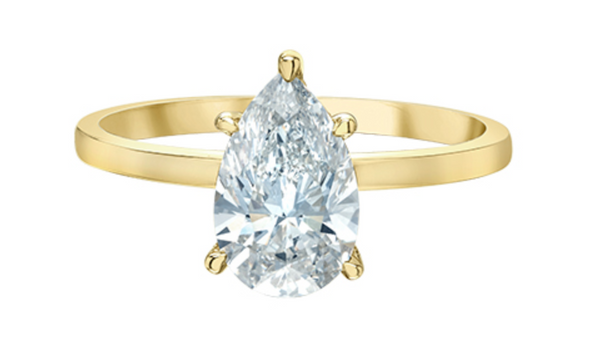 14K Lab Grown Pear Shape Five Claw Diamond Ring