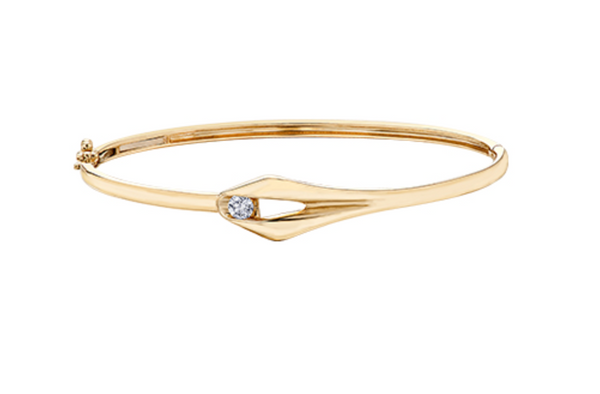 10K Yellow Gold 0.17cttw Canadian Diamond Bangle, 7"