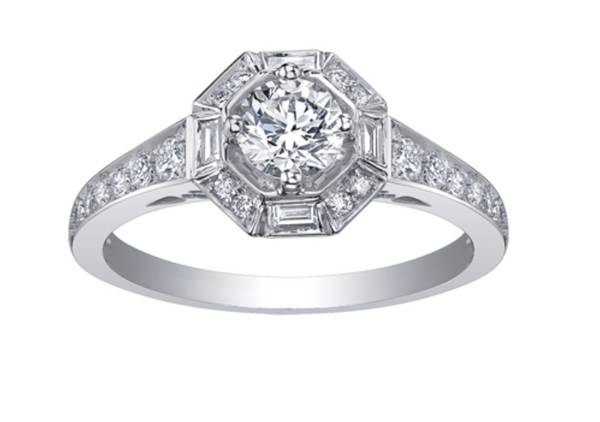 18K White Gold & Palladium Alloy (hypoallergenic) 0.75cttw Canadian Diamond Engagement Ring