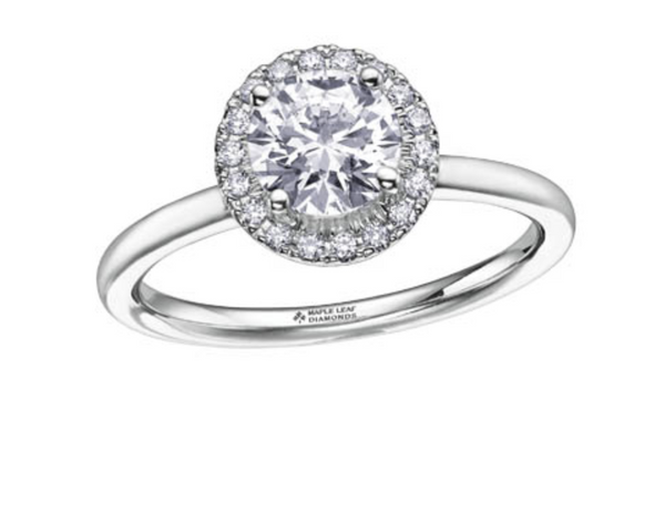 18K White Gold & Palladium Alloy (hypoallergenic) 0.80cttw Canadian Diamond Engagement Ring