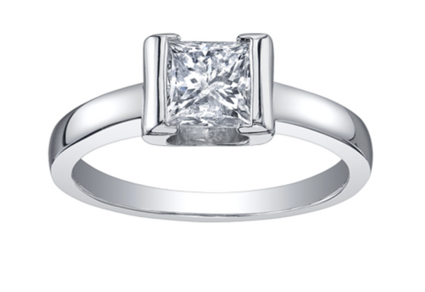 18K White Gold & Palladium Alloy (hypoallergenic) -1.00cttw Princess Cut Canadian Diamond Engagement Ring
