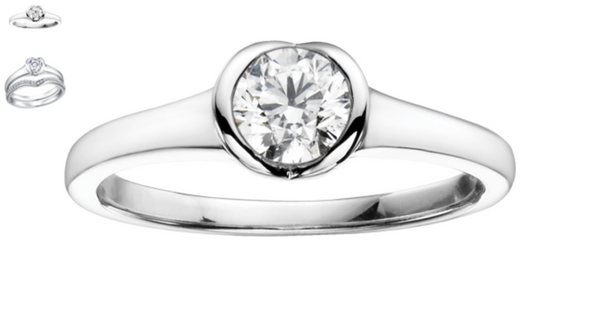 18K White Gold & Palladium Alloy (hypoallergenic) 0.50cttw Round Brilliant Canadian Diamond Engagement Ring